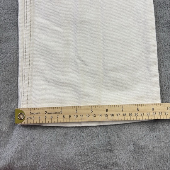 We The Free People Jeans Womens 30 Laurel Canyon Flare Ivory High Rise (Mended) - Picture 16 of 16